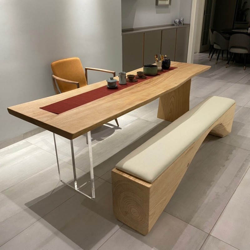 Office Furniture Modern - Meja Mengambang Akrilik Kayu Solid Nordik