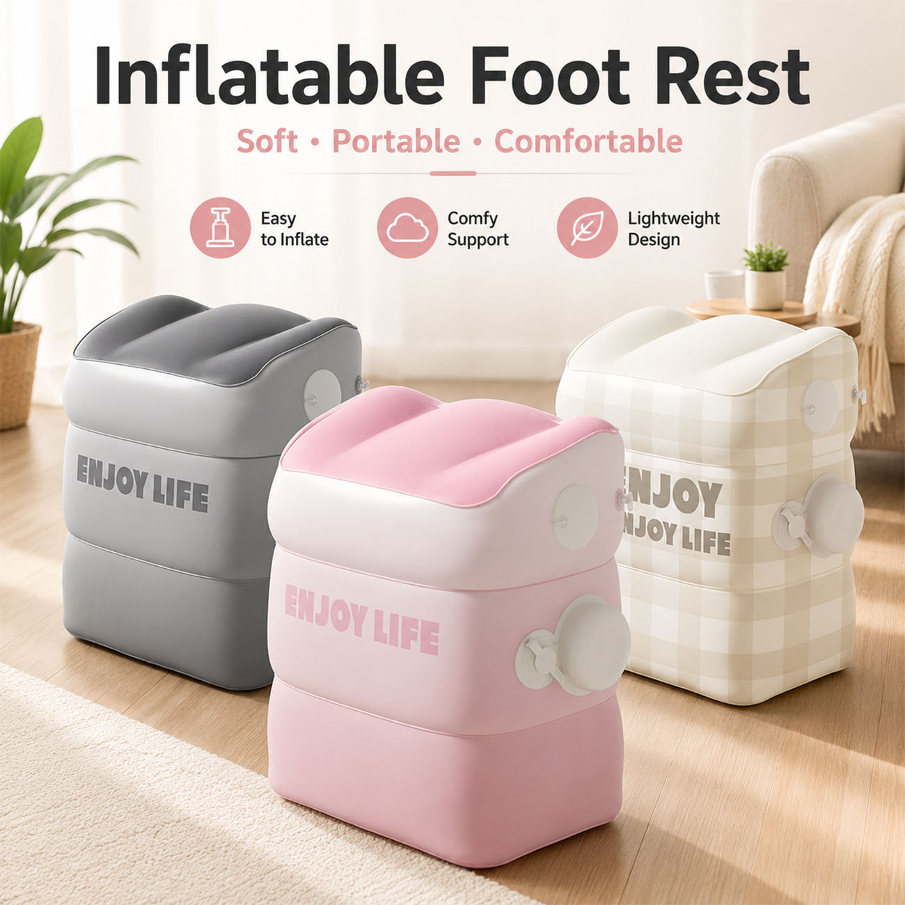 Office Footrest Cushion - 1 Buah Sandaran Kaki Tiup untuk