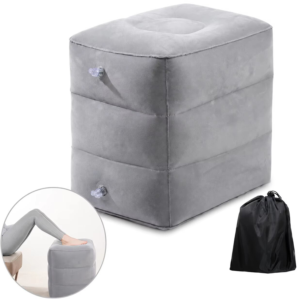 Office Footrest Cushion - Bantal Sandaran Kaki Tiup Portabel untuk
