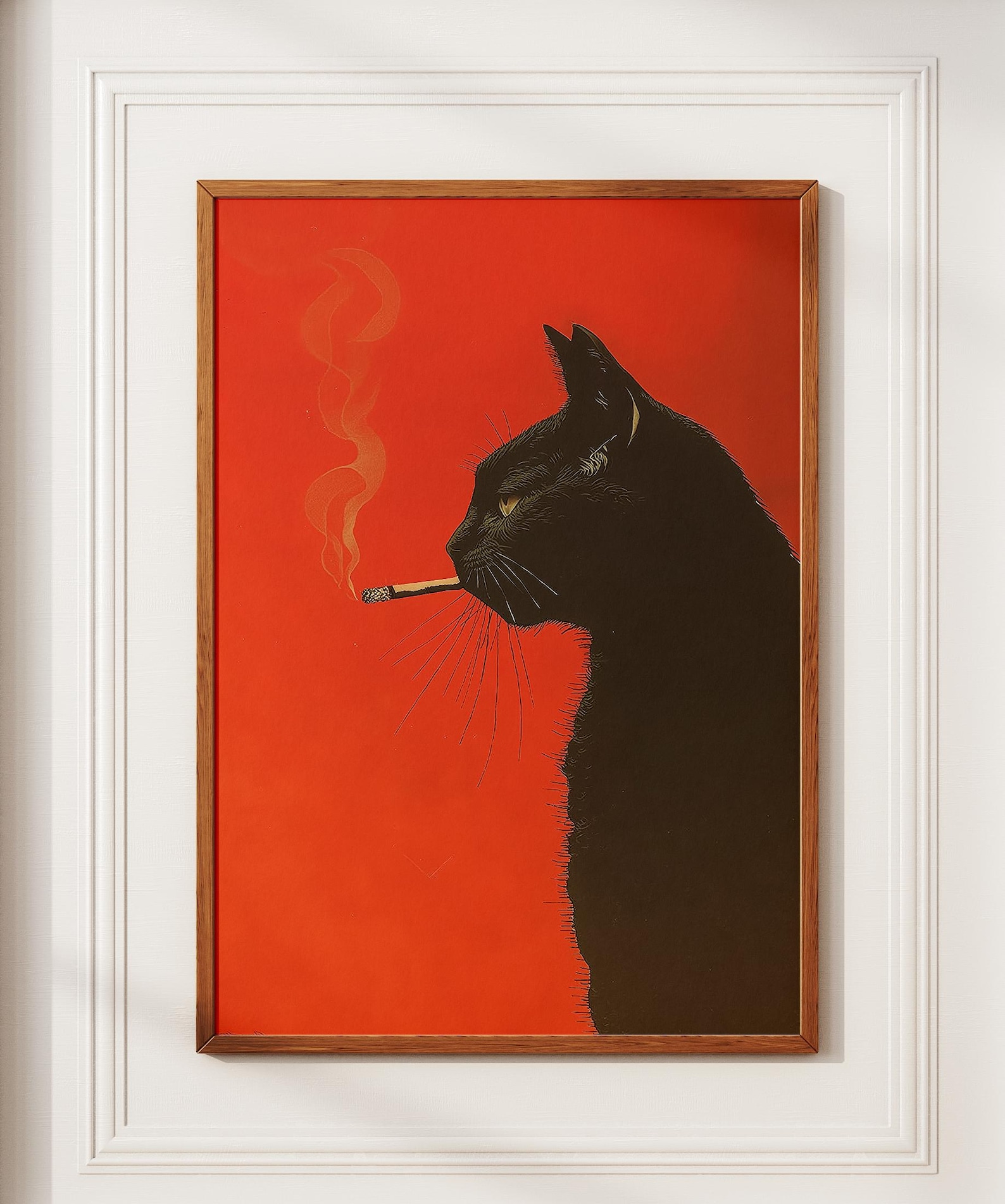 Office Furniture Modern - Cetakan Kanvas Kucing Hitam Vintage Tanpa