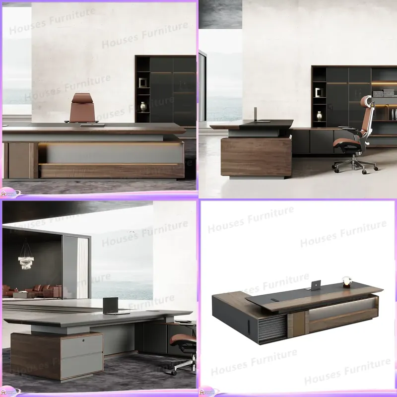 Office Furniture Modern - Meja Eksekutif Mewah Kayu Solid Furnitur