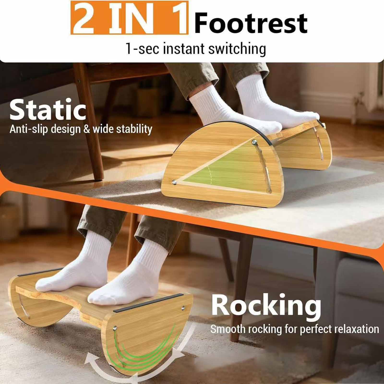 Office Footrest Cushion - Bangku Sandaran Kaki Bambu Kantor yang