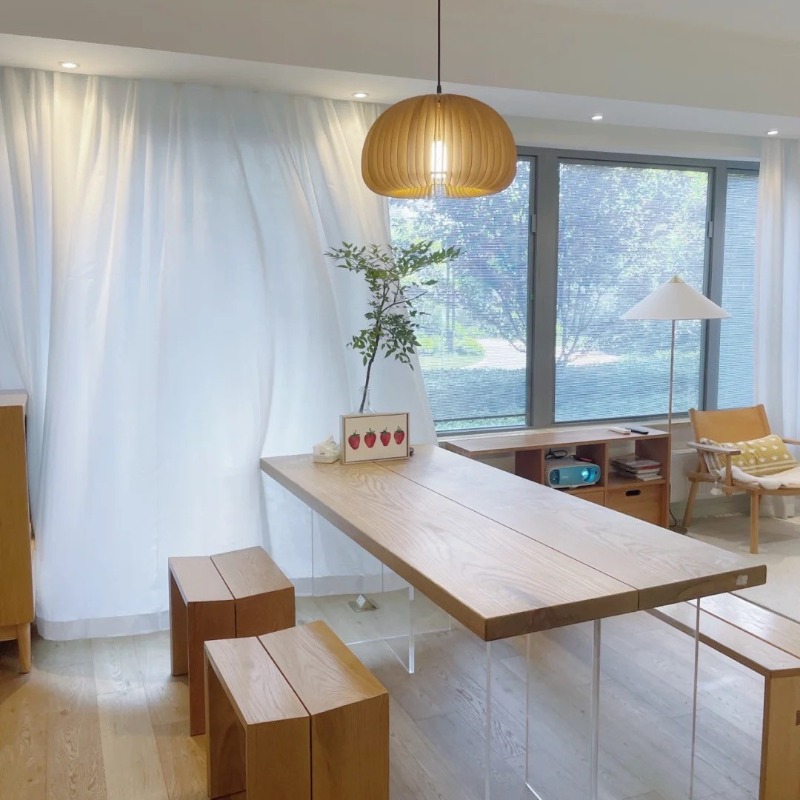 Meja Mengambang Akrilik Kayu S - Office Furniture Modern ulasan dan harga