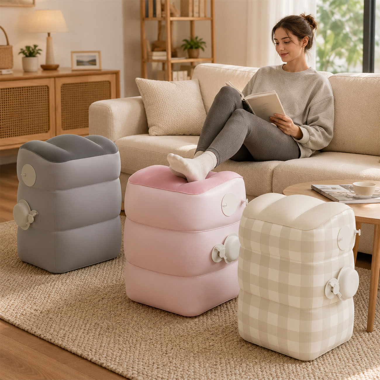 1 Buah Sandaran Kaki Tiup untu - Office Footrest Cushion ulasan dan harga