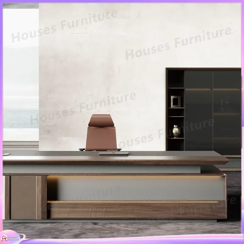 Meja Eksekutif Mewah Kayu Soli - Office Furniture Modern ulasan dan harga
