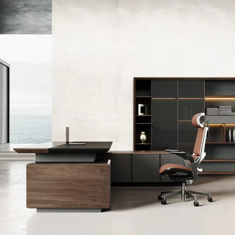 Meja Eksekutif Mewah Kayu Soli - Office Furniture Modern ulasan dan harga