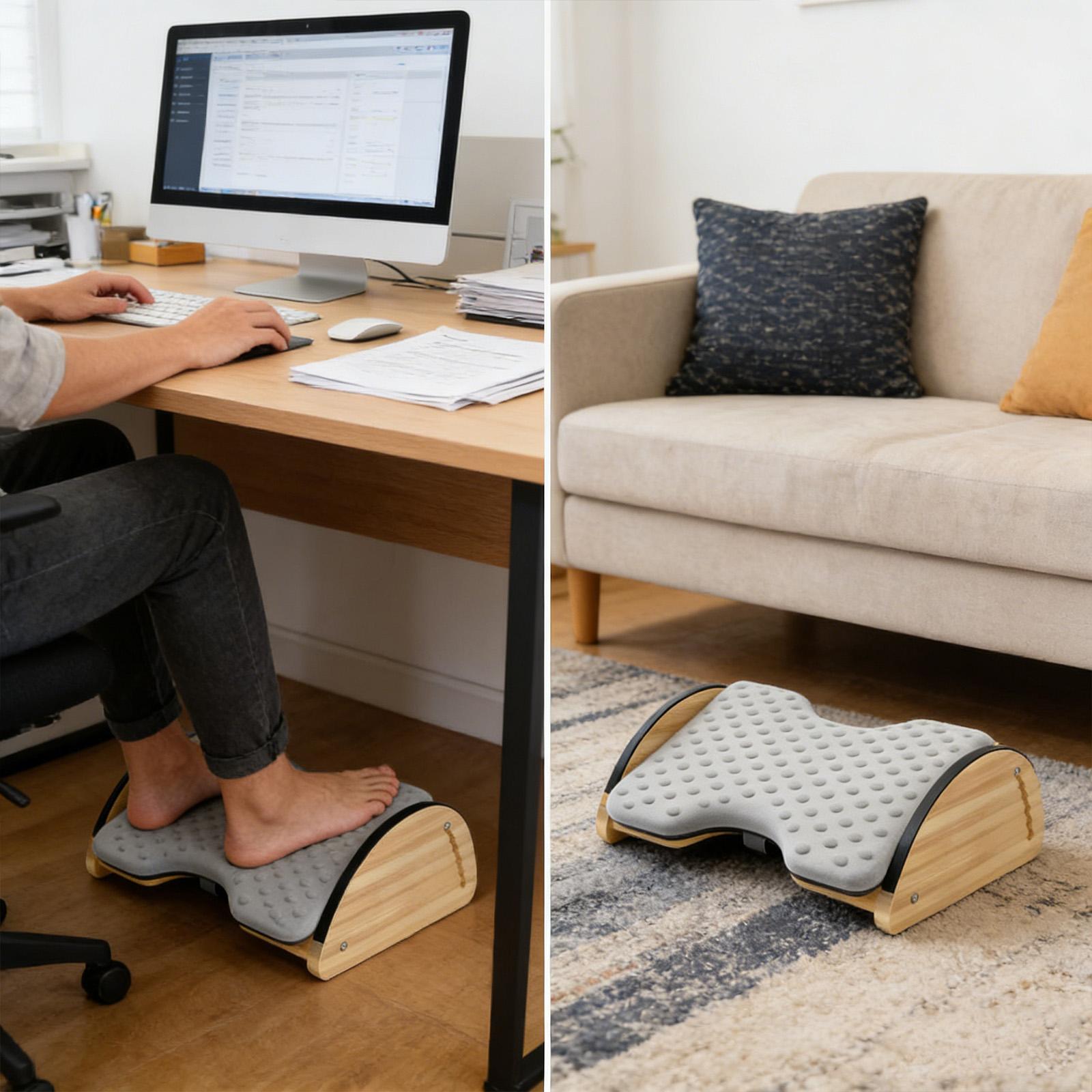 Bangku Sandaran Kaki Bambu Kan - Office Footrest Cushion ulasan dan harga